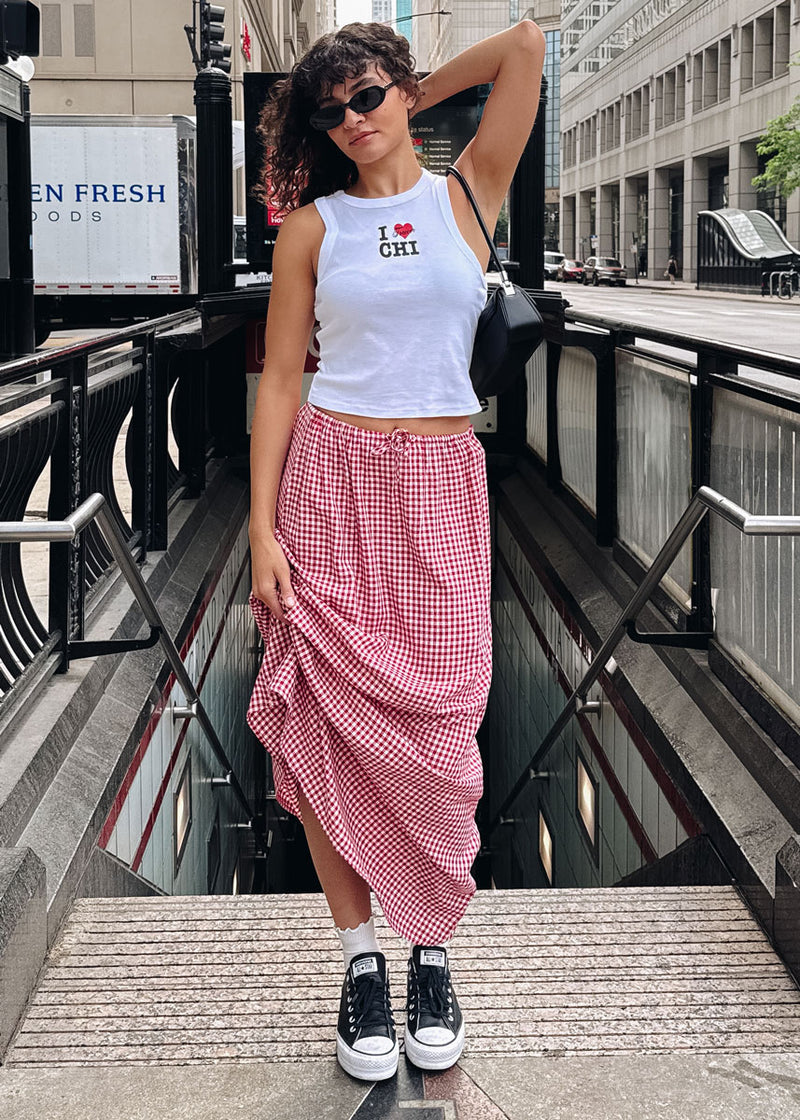 Brenna Tie-Waist Skirt - Red Multi