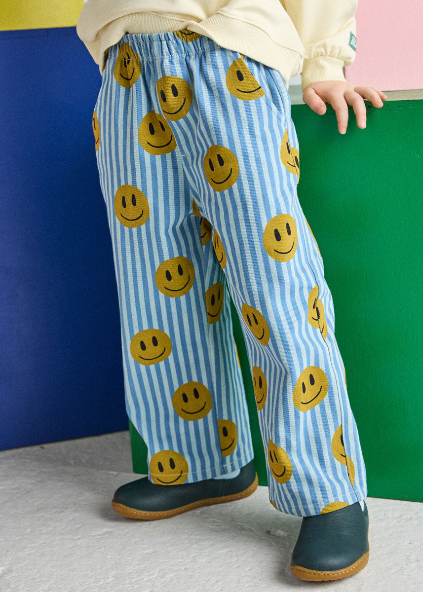 Striped Denim Smiley Pant