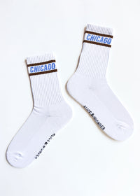 Chicago Double Stripe Long Crew Sock - Navy