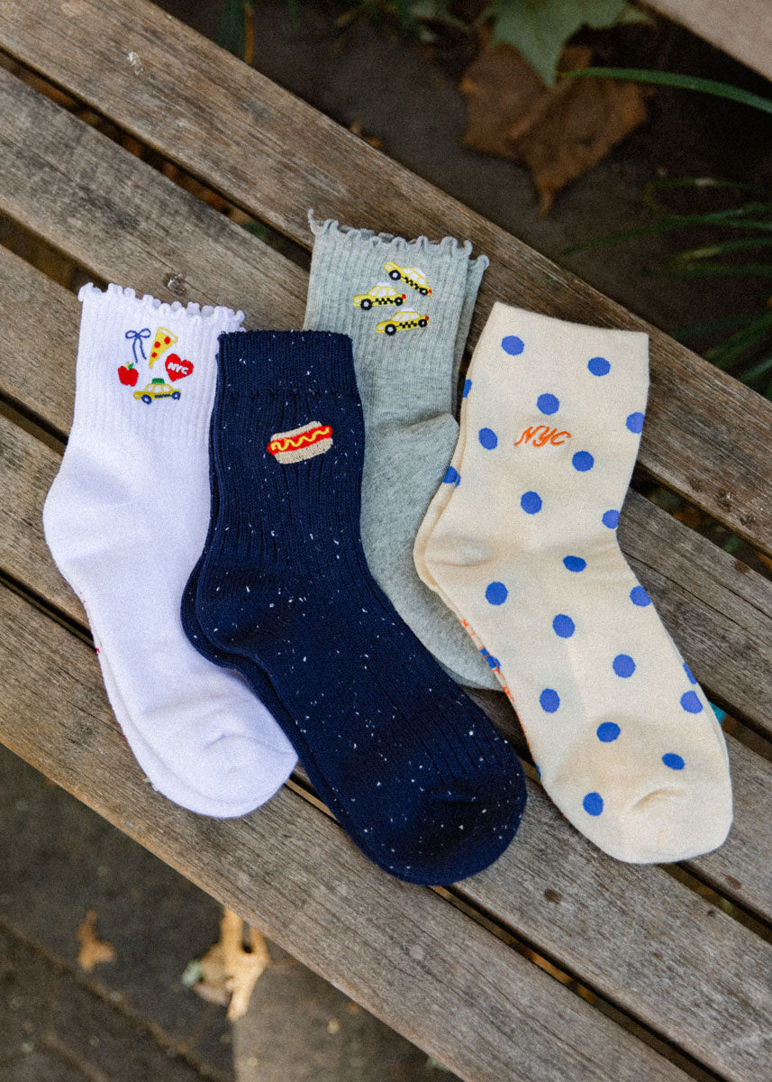 NYC Taxi Icon Ruffle Sock - Grey
