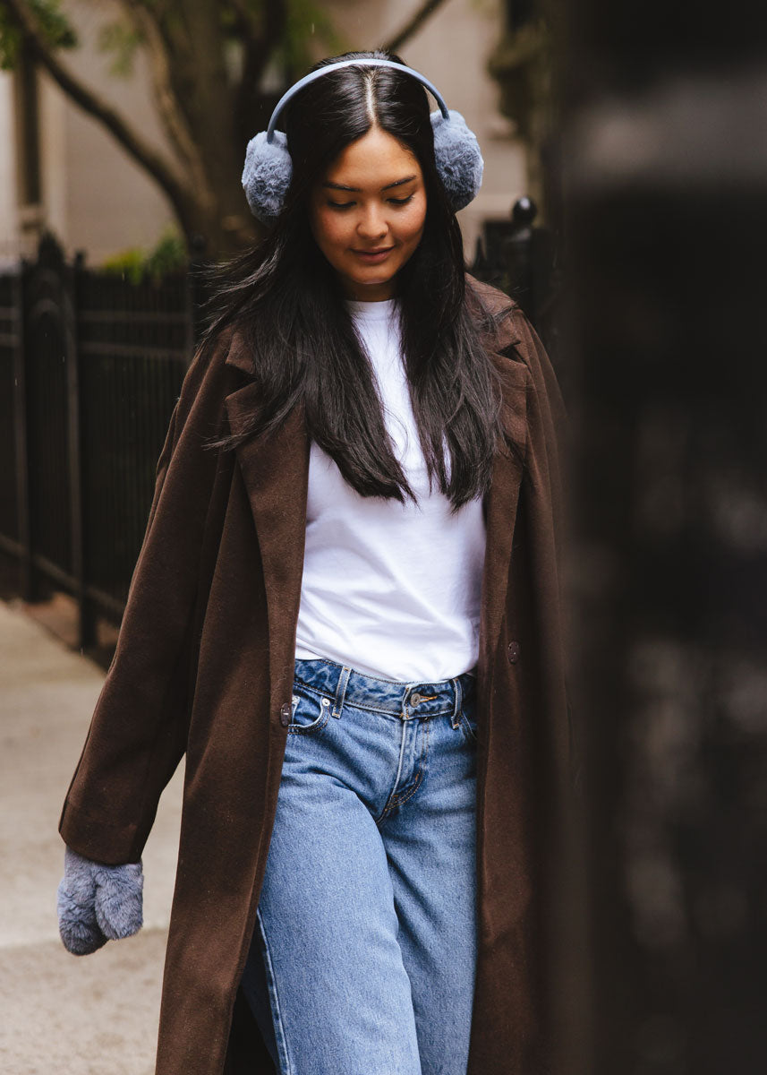 Mad Hatter Faux-Fur Earmuff - Steel Blue