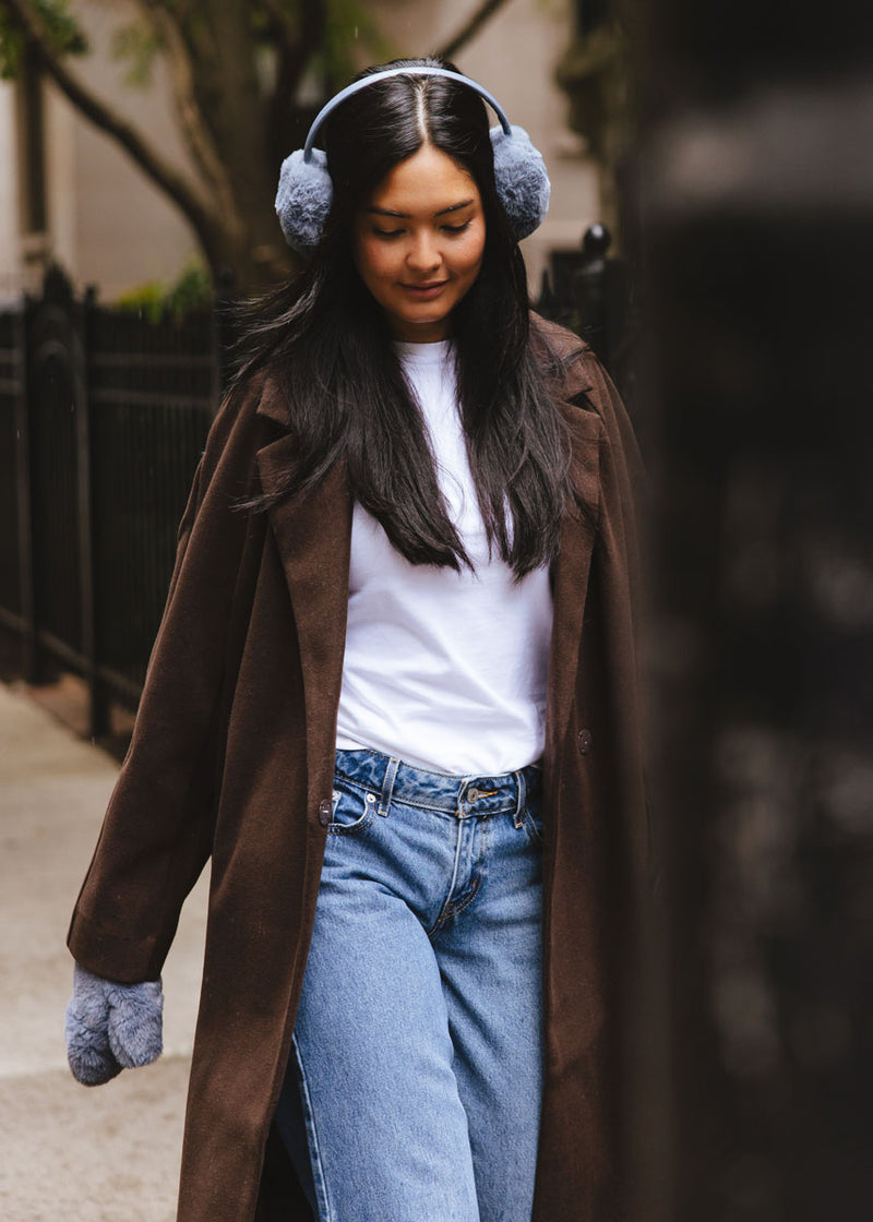 Mad Hatter Faux-Fur Earmuff - Steel Blue