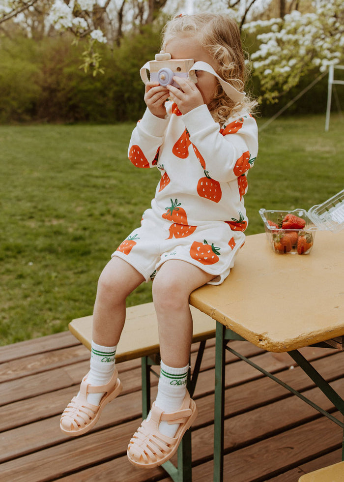 Printed Strawberries Sweatshorts Set