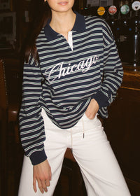 Chicago Script Striped Polo Shirt