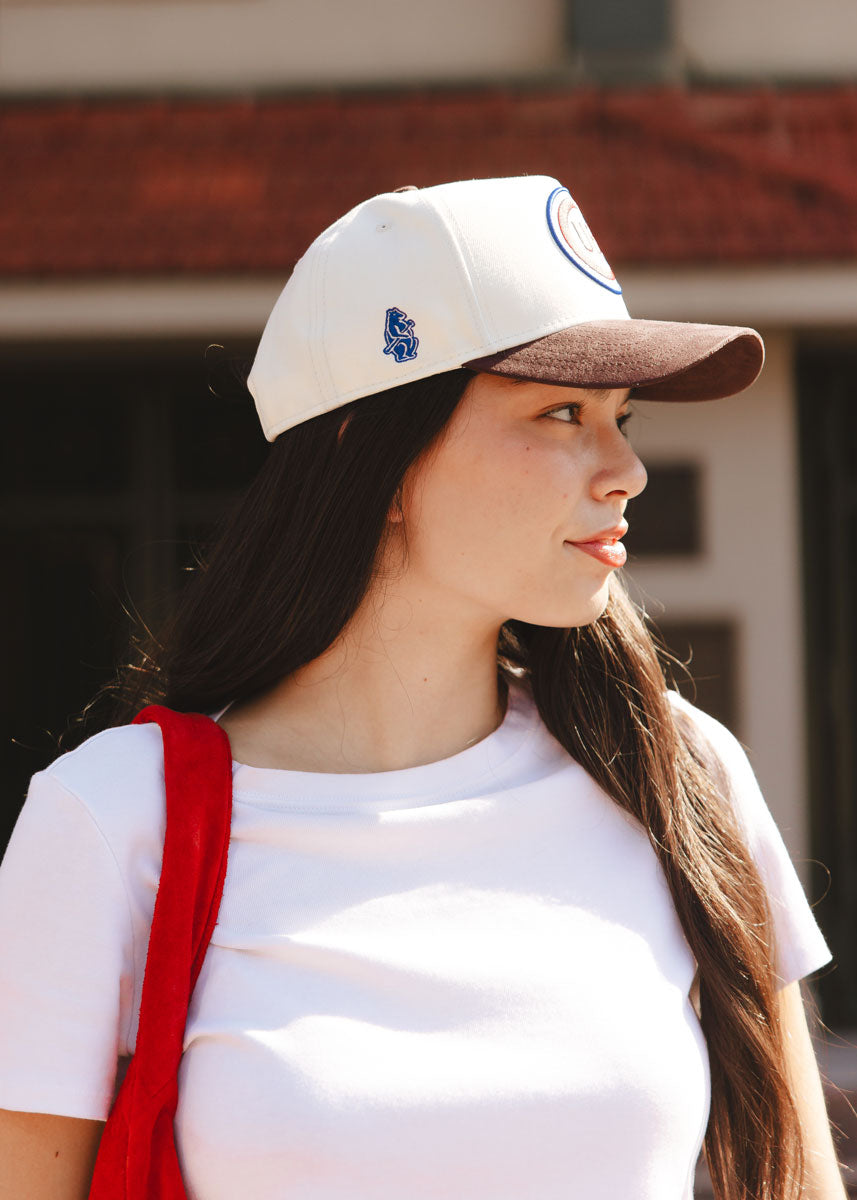 Chicago Cubs Vintage Logo Dad Hat - Ivory & Brown