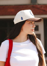 Chicago Cubs Vintage Logo Dad Hat - Ivory & Brown