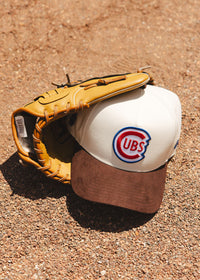 Chicago Cubs Vintage Logo Dad Hat - Ivory & Brown