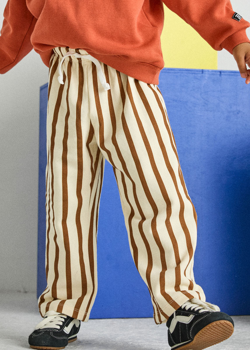 Striped French Terry Pant - Cream & Rust