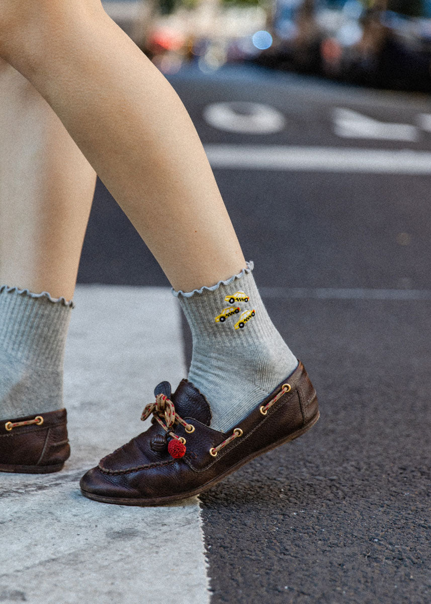NYC Taxi Icon Ruffle Sock - Grey