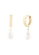 Grace Pearl Hoops - Gold
