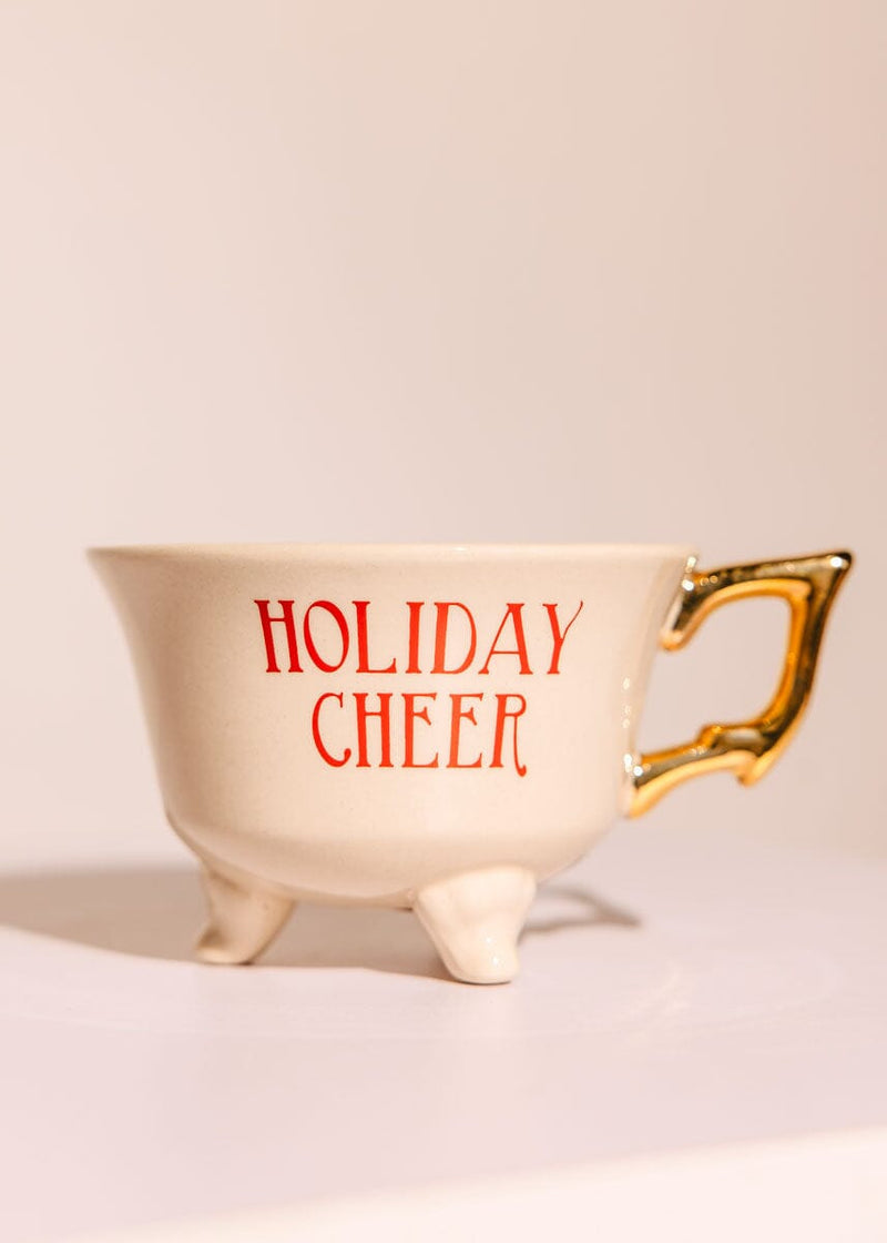 Stoneware Footed Teacup - Holiday Cheer