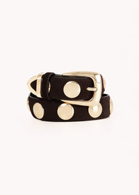 Bailey Belt - Dark Cacao Suede & Gold