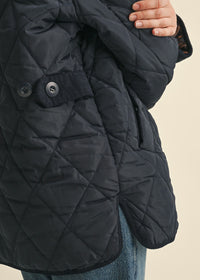 Quincy Shearling Collar Quilted Jacket - Navy