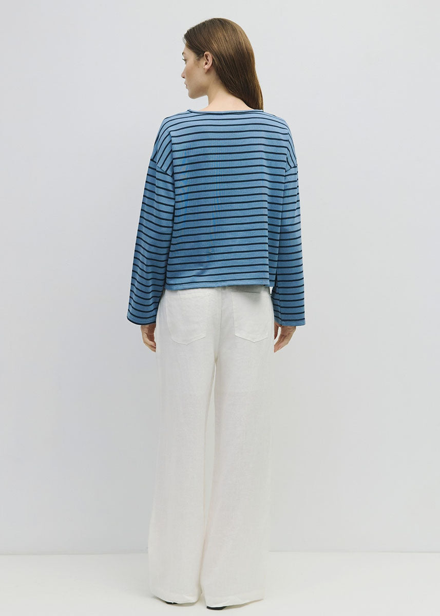 The Moore Top - Blue Navy Stripe