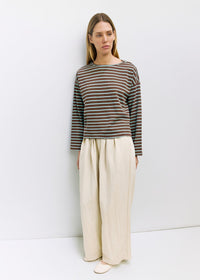 The Moore Top - Brown Blue Stripe