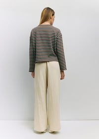 The Moore Top - Brown Blue Stripe