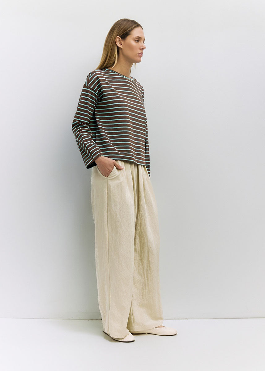 The Moore Top - Brown Blue Stripe