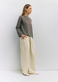 The Moore Top - Brown Blue Stripe