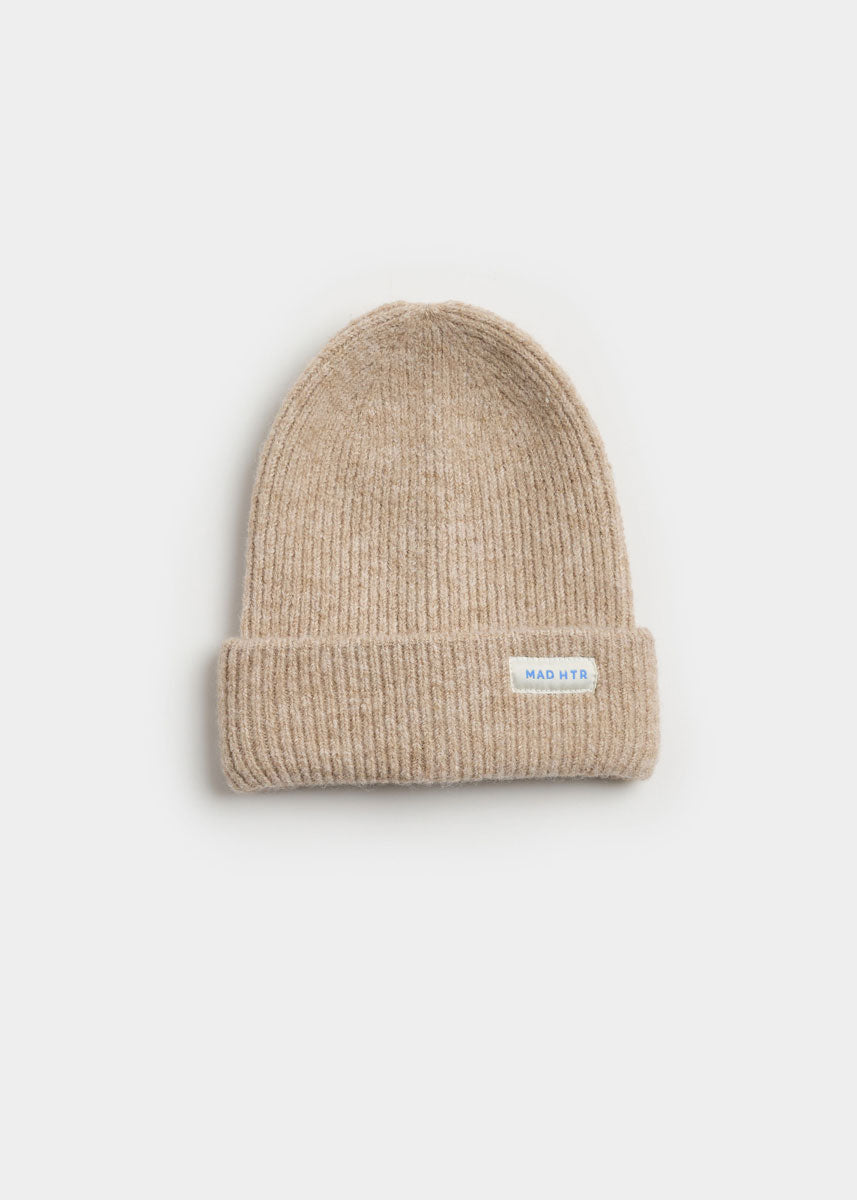 Toddler Mad Hatter Ribbed Knit Beanie - Heather Taupe