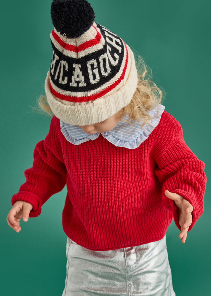 Toddler Mad Hatter Chicago Varsity Beanie - Black & Red