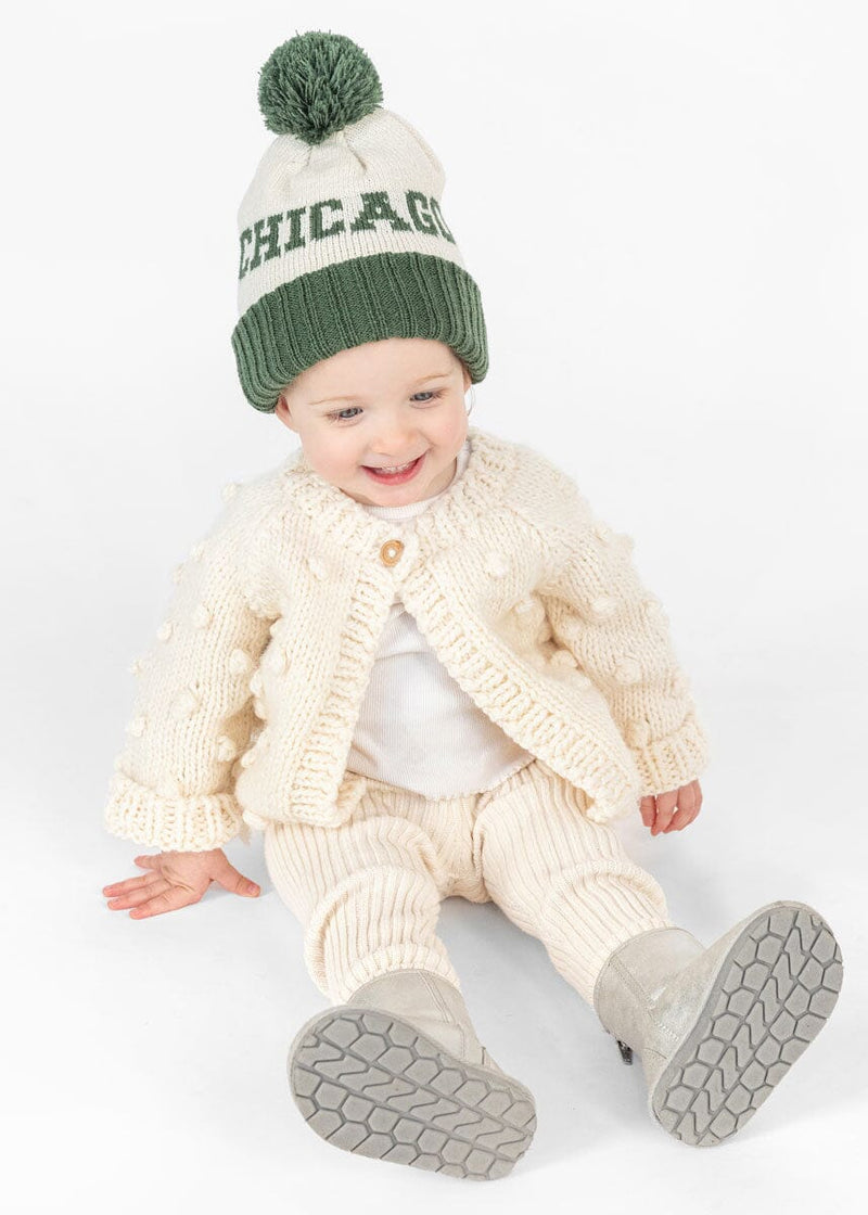 Toddler Mad Hatter Two-Tone Chicago Pom Beanie - Green