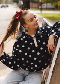 Knit Varsity Stripe Scrunchie - Tomato Red