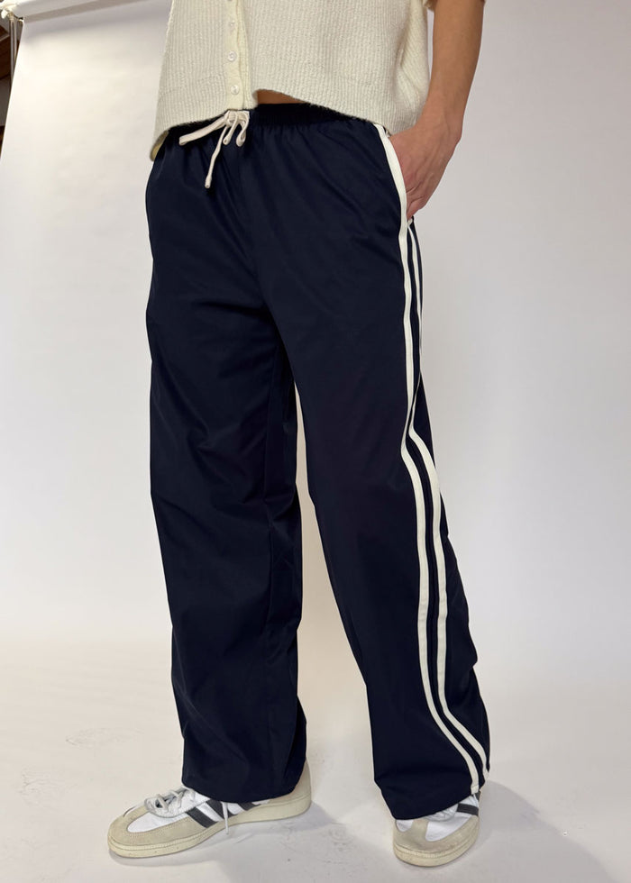 Acadia Striped Drawstring Pants - Navy & White