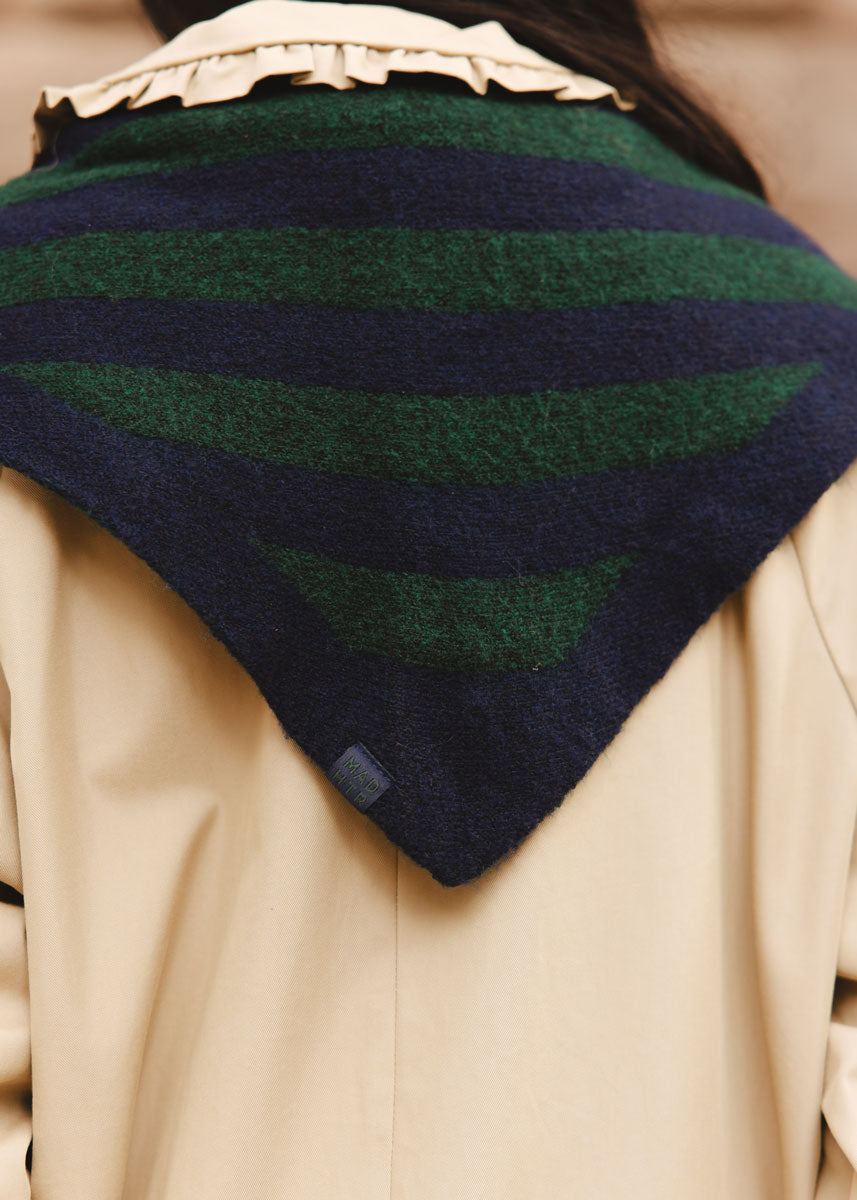 MAD HTR Triangle Scarf - Navy & Green