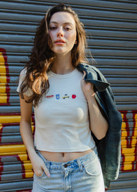NYC Embroidered Icons Baby Tee - White