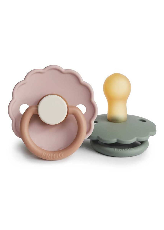 FRIGG Daisy Natural Rubber Pacifier 2-Pack - Biscuit/Lily Pad