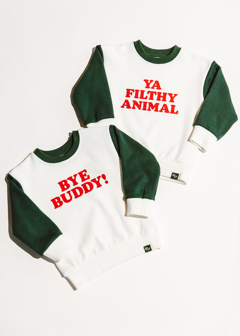 Bye Buddy! Two-Tone Crewneck Sweatshirt - Green & White