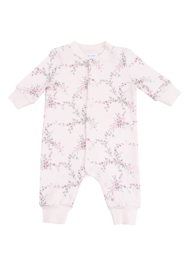 Baseball Collar Long Romper - Antoinette Floral