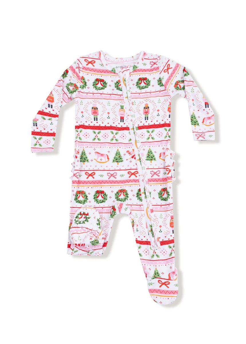 2-Way Ruffle Zipper Footie - Sugar Plum Fairy