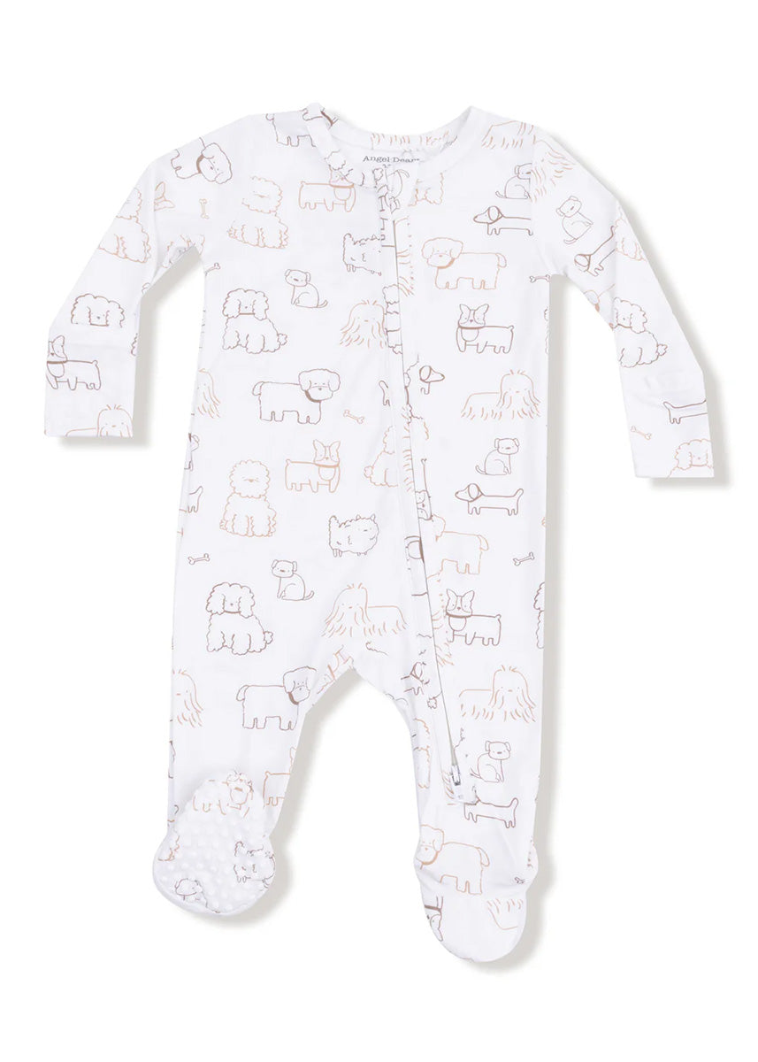 2-Way Zipper Footie - Neutral Pups