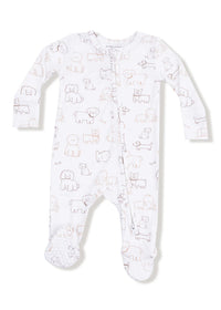 2-Way Zipper Footie - Neutral Pups