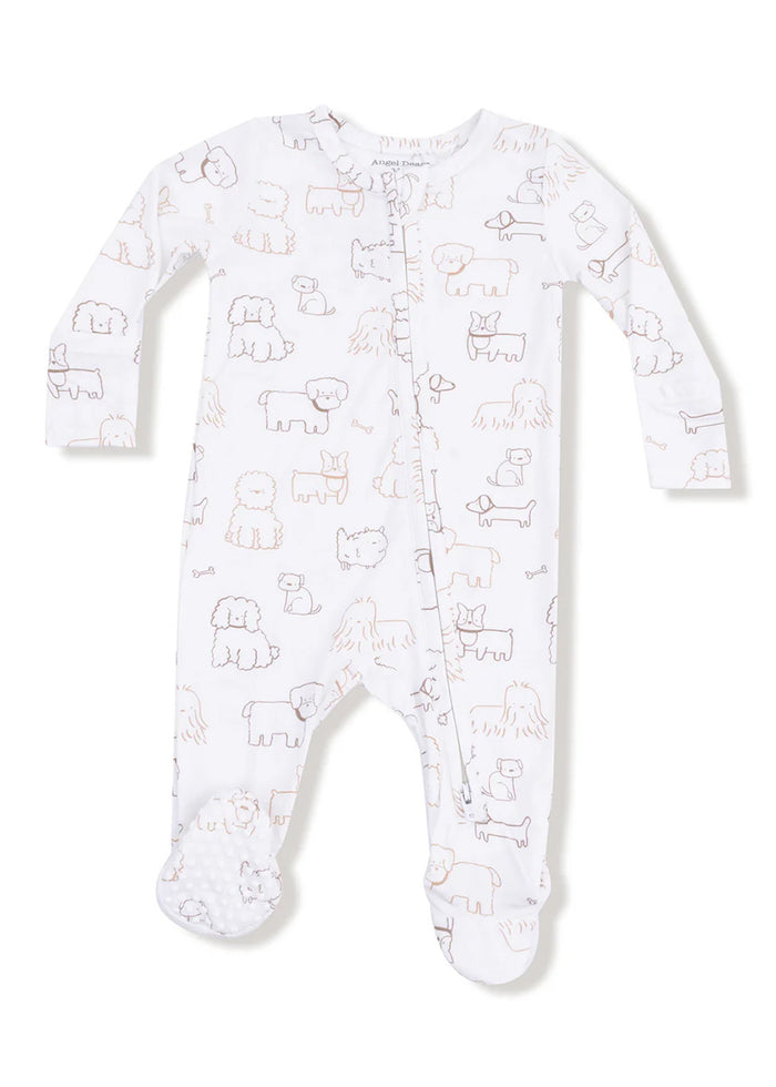 2-Way Zipper Footie - Neutral Pups
