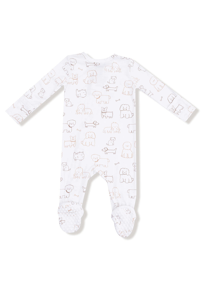 2-Way Zipper Footie - Neutral Pups
