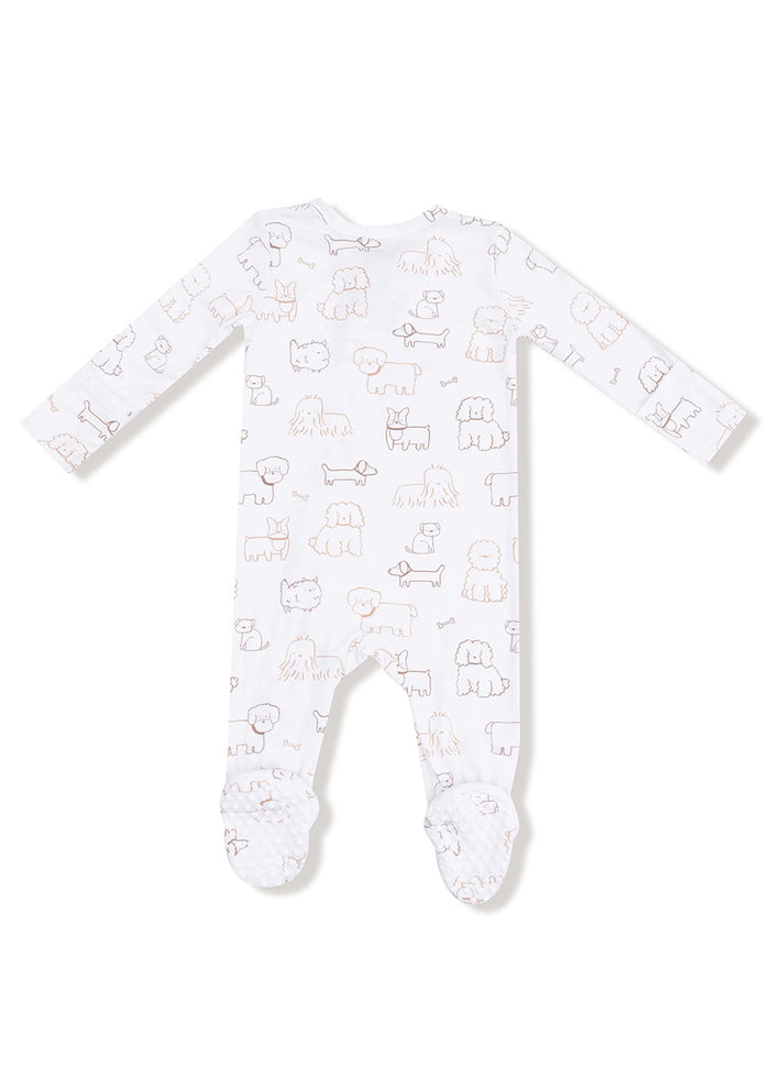2-Way Zipper Footie - Neutral Pups