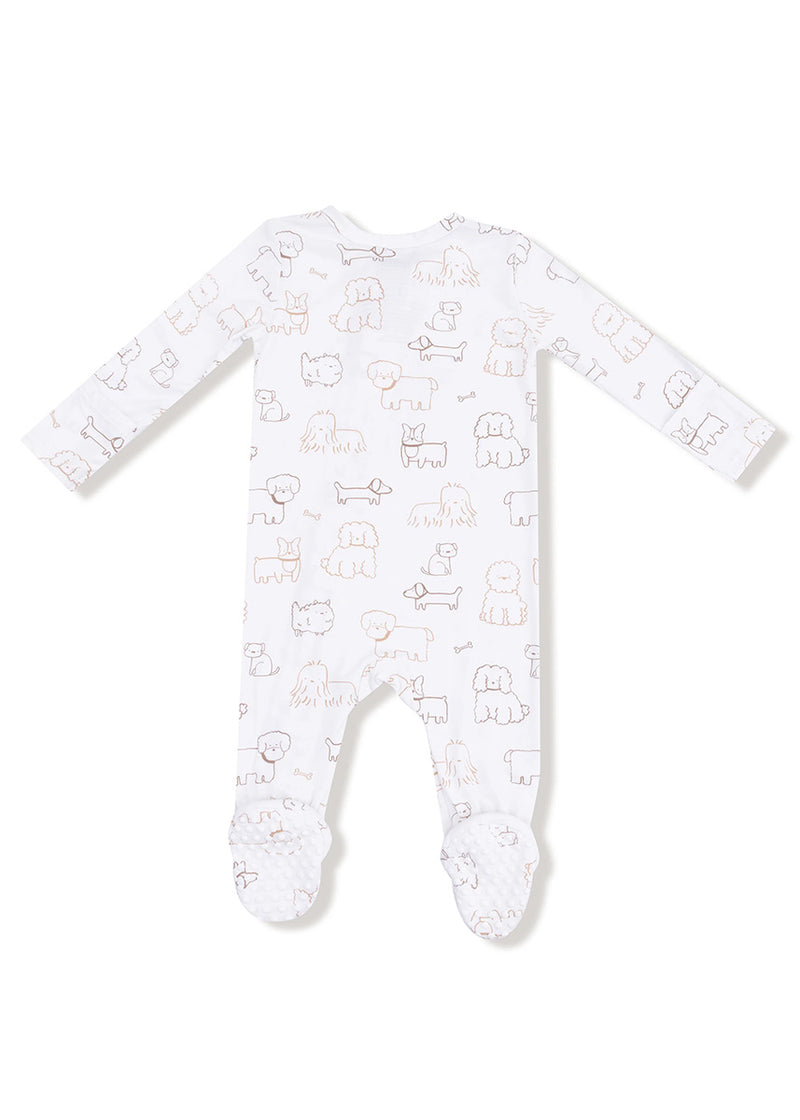 2-Way Zipper Footie - Neutral Pups