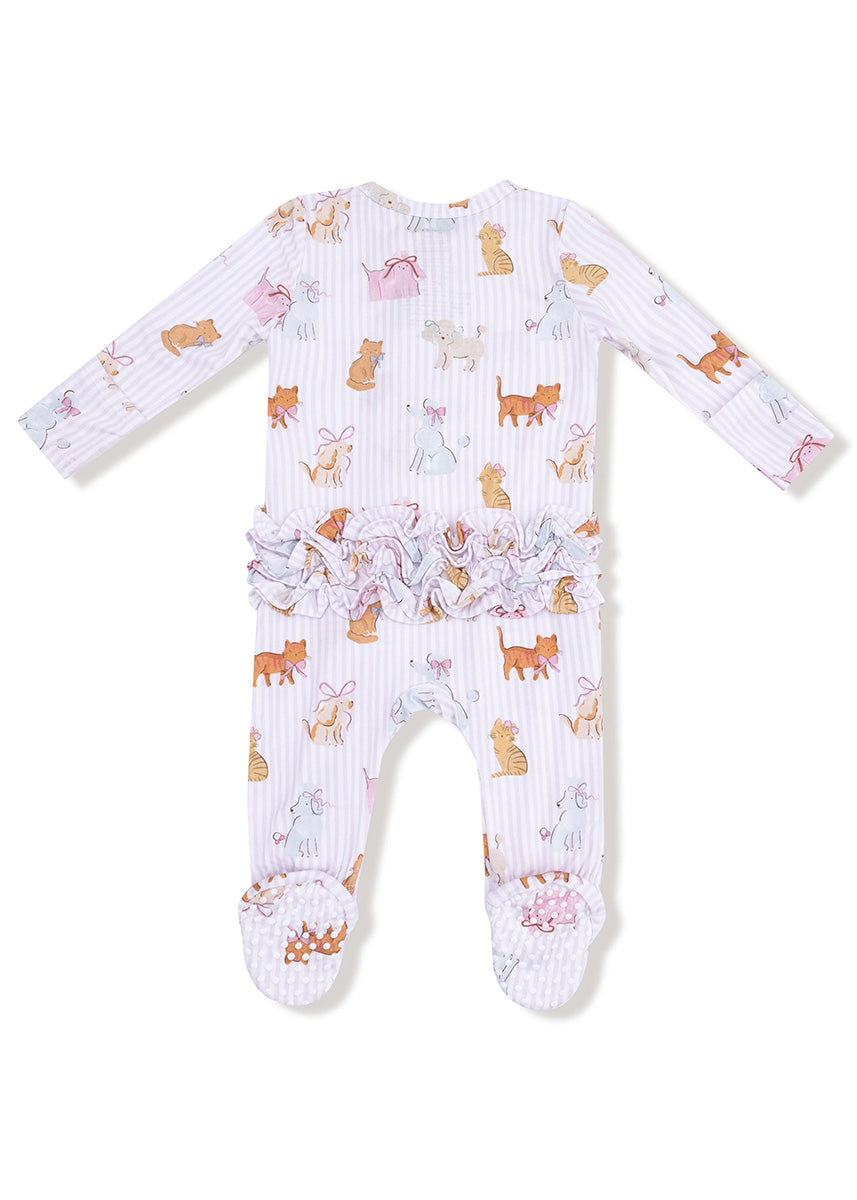 2-Way Ruffle Zipper Footie - Fancy Pets