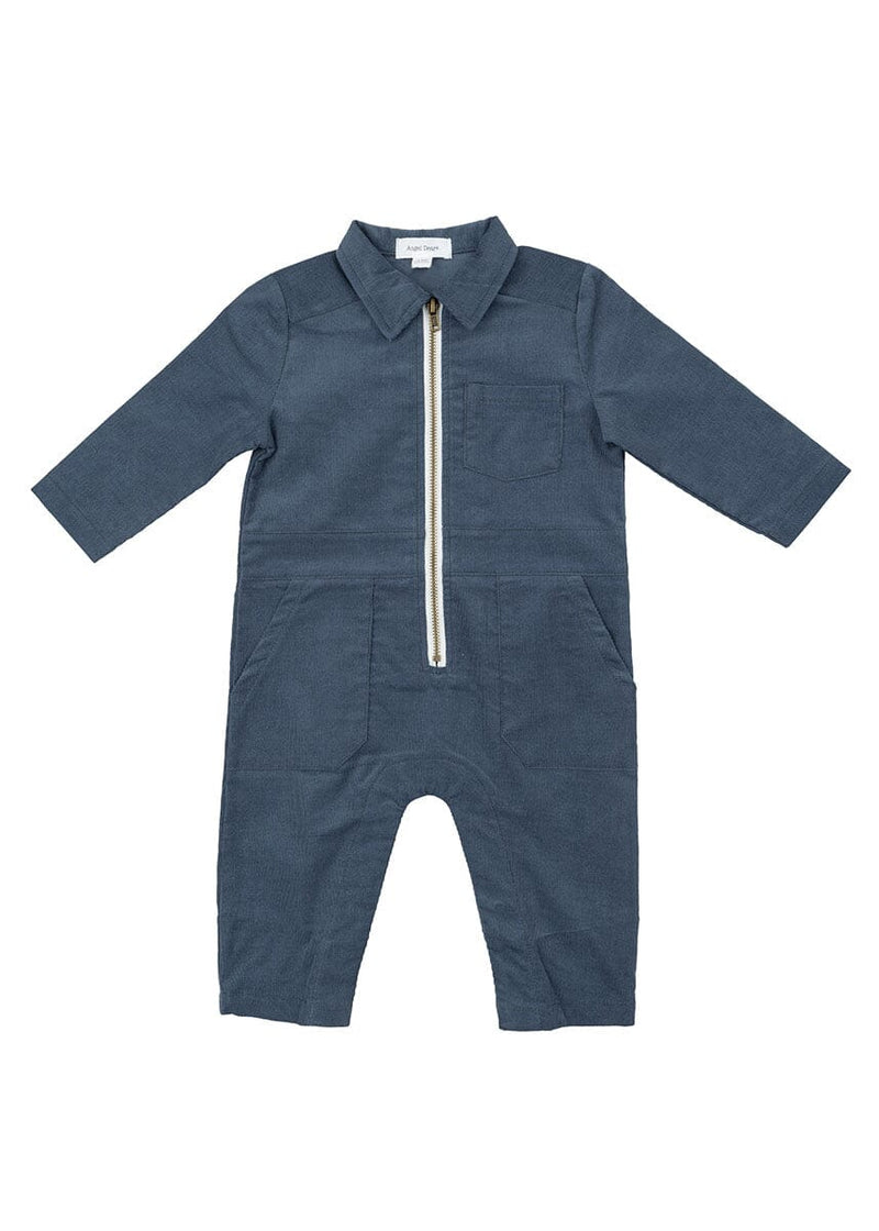Cotton Corduroy Retro Jumpsuit - Navy
