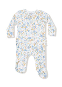 2-Way Ruffle Zipper Footie - Sweet Rose Calico