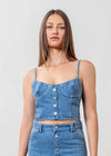 Miller Button Front Crop Top - Denim