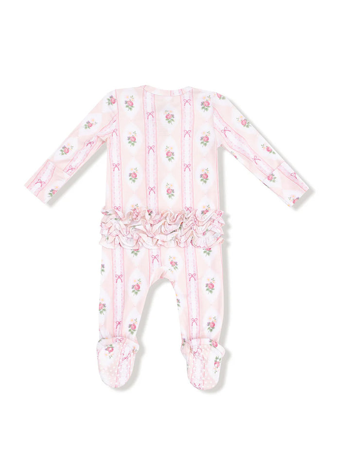 2-Way Ruffle Zipper Footie - Ogee Lace Floral