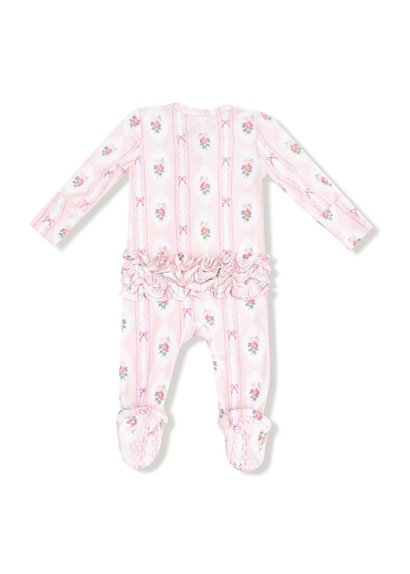 2-Way Ruffle Zipper Footie - Ogee Lace Floral