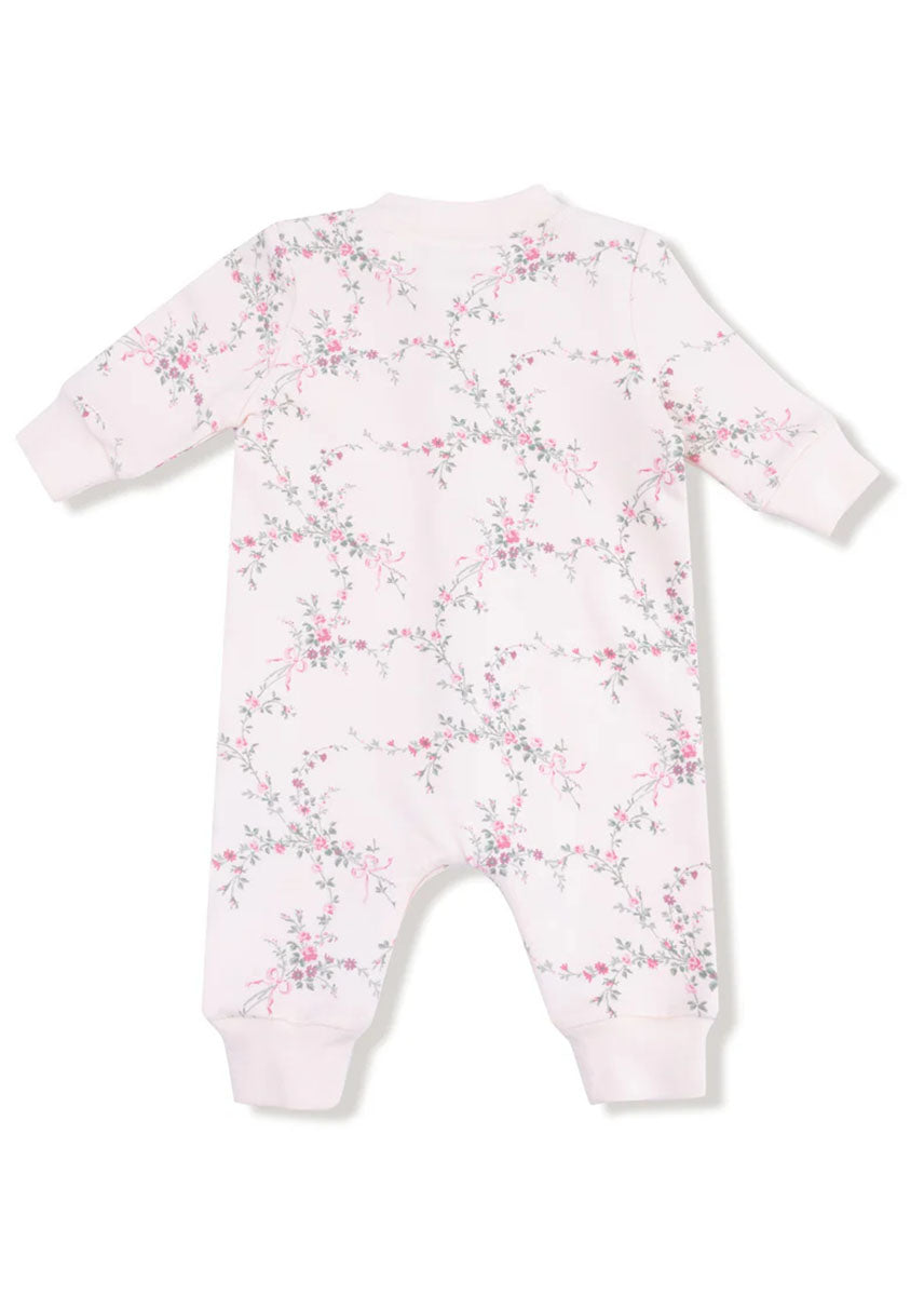 Baseball Collar Long Romper - Antoinette Floral