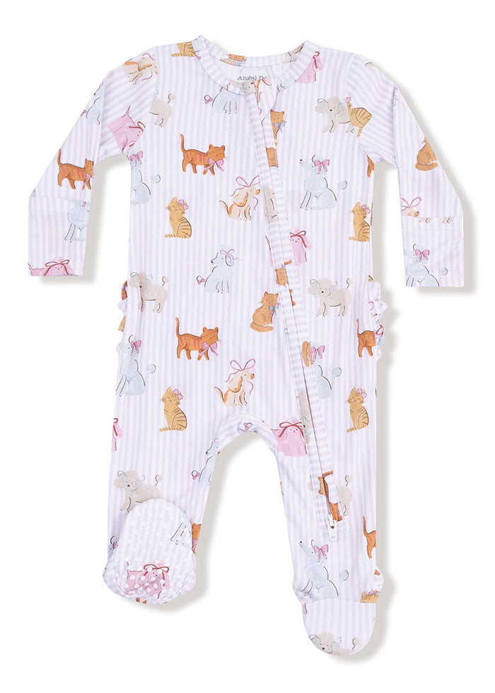 2-Way Ruffle Zipper Footie - Fancy Pets