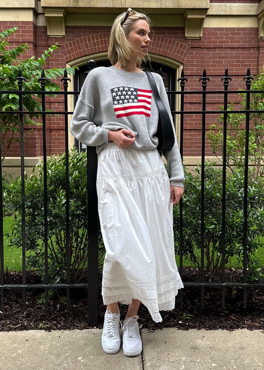 Flag Oversized Sweater - Heather Grey