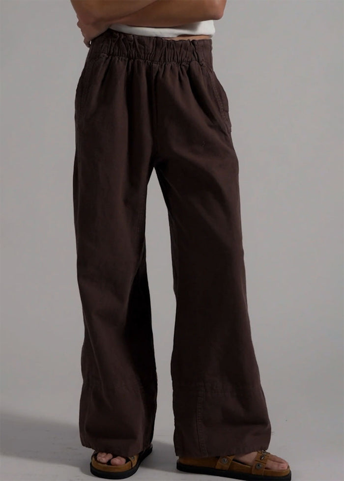 Days End Linen Pull On Pant - Double Espresso