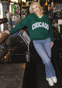Chicago Boucle V-Neck Sweatshirt - Green